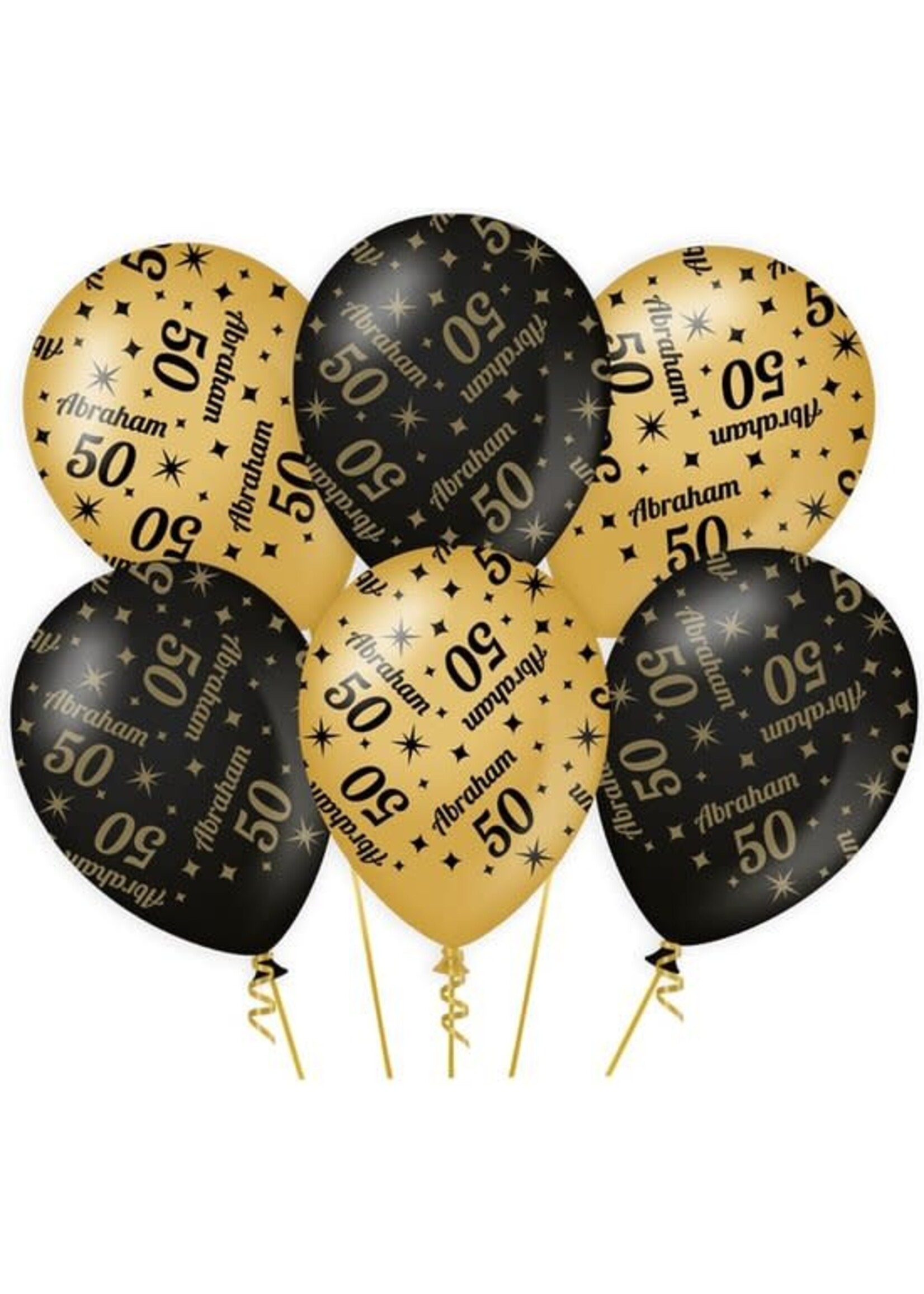 Feestkleding Breda Ballonnen Abraham 50 jaar zwart/goud