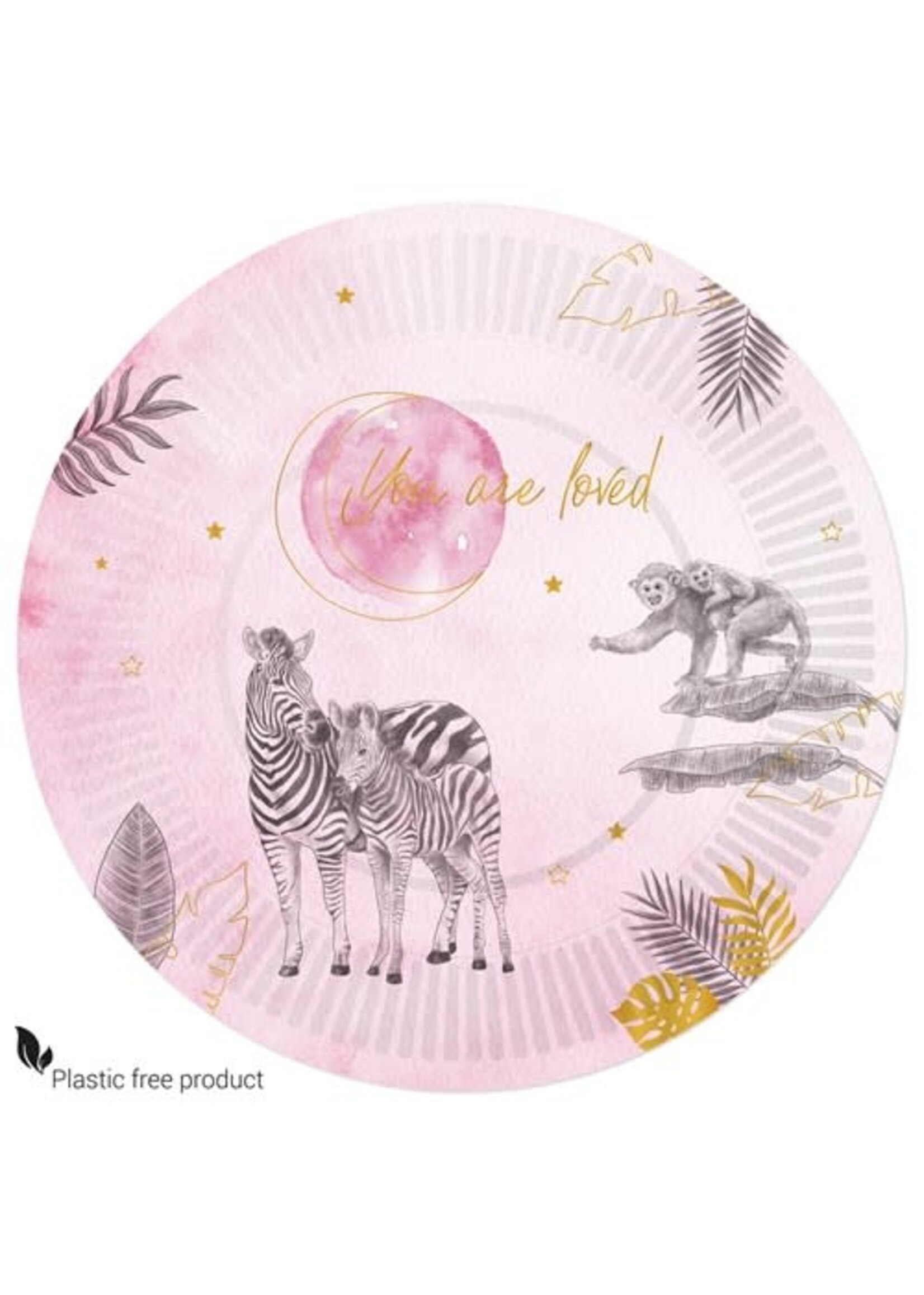 Feestkleding Breda Borden baby safari pink ’You are loved’