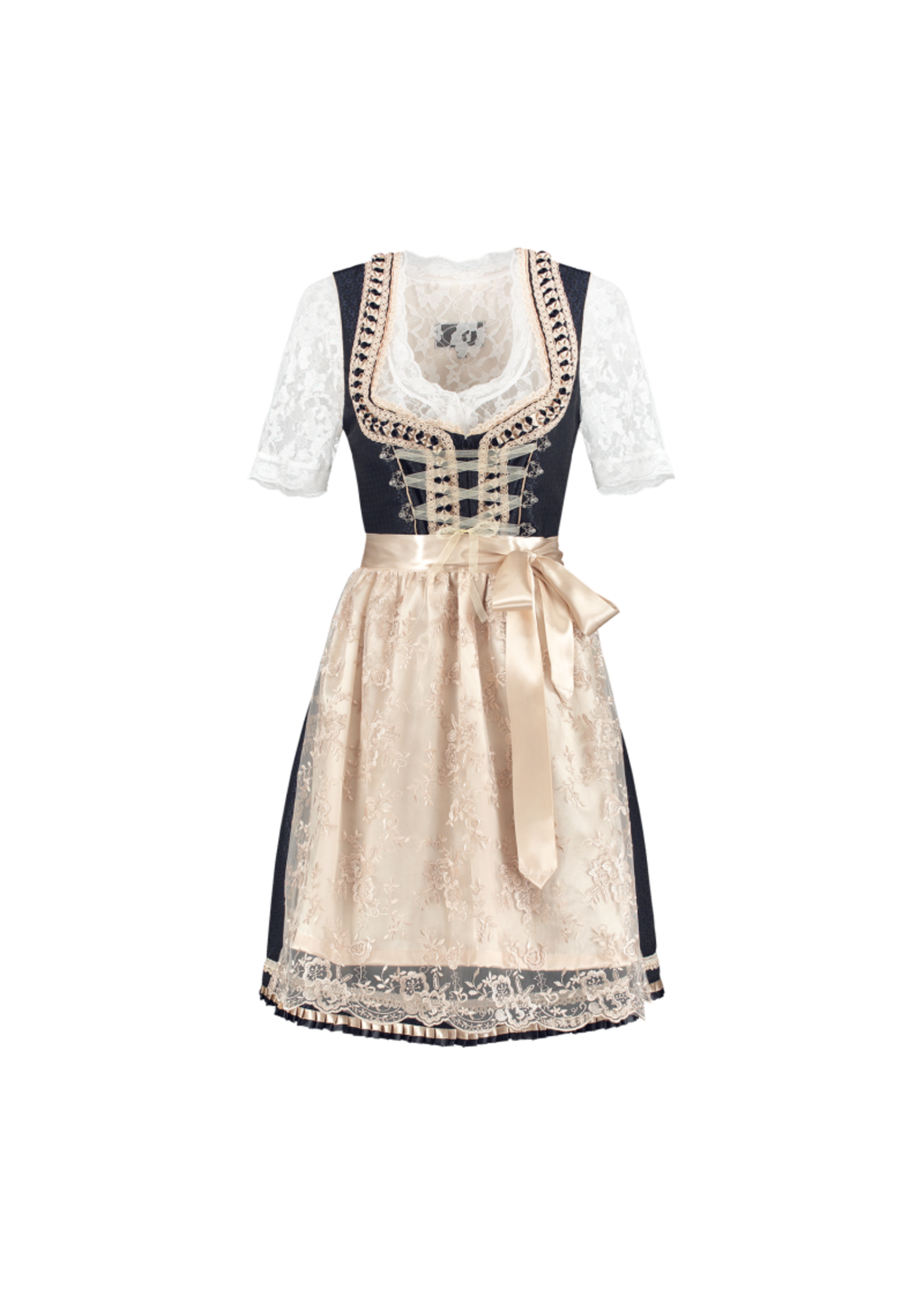 Feestkleding Breda Dirndl 2 delig donkerblauw/creme/satijn
