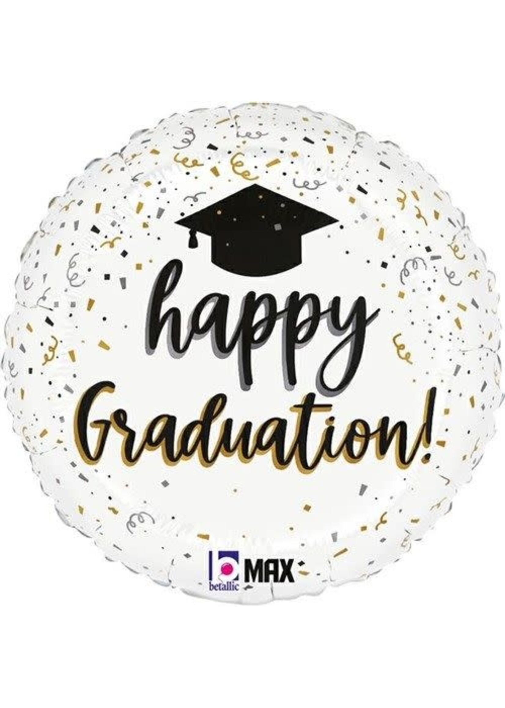 Haza-Witbaard Folieballon ’Happy Graduation’ confetti (Ø45cm)