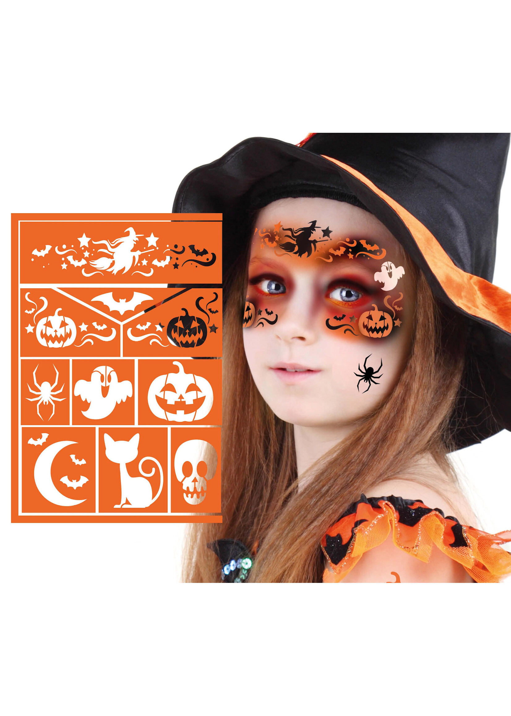 Fiestas Guirca Schmink Sticker Stencil Heks