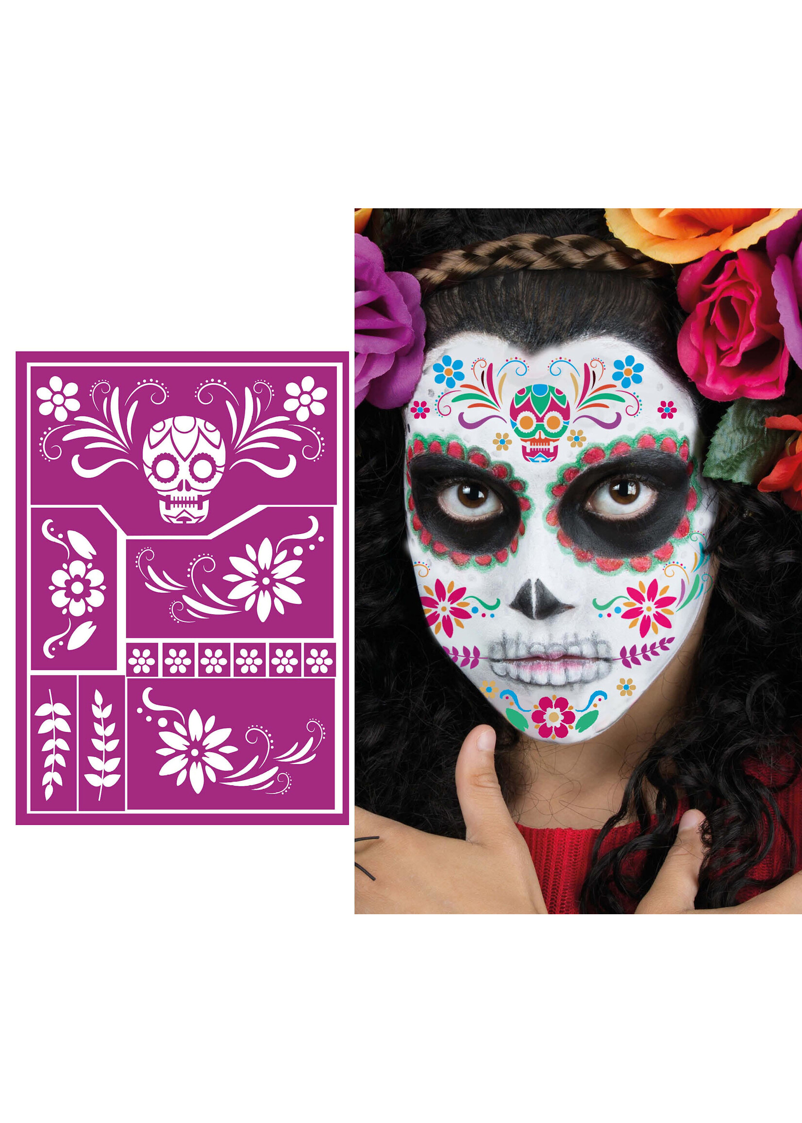Fiestas Guirca Schmink Sticker Stencil Candy skull