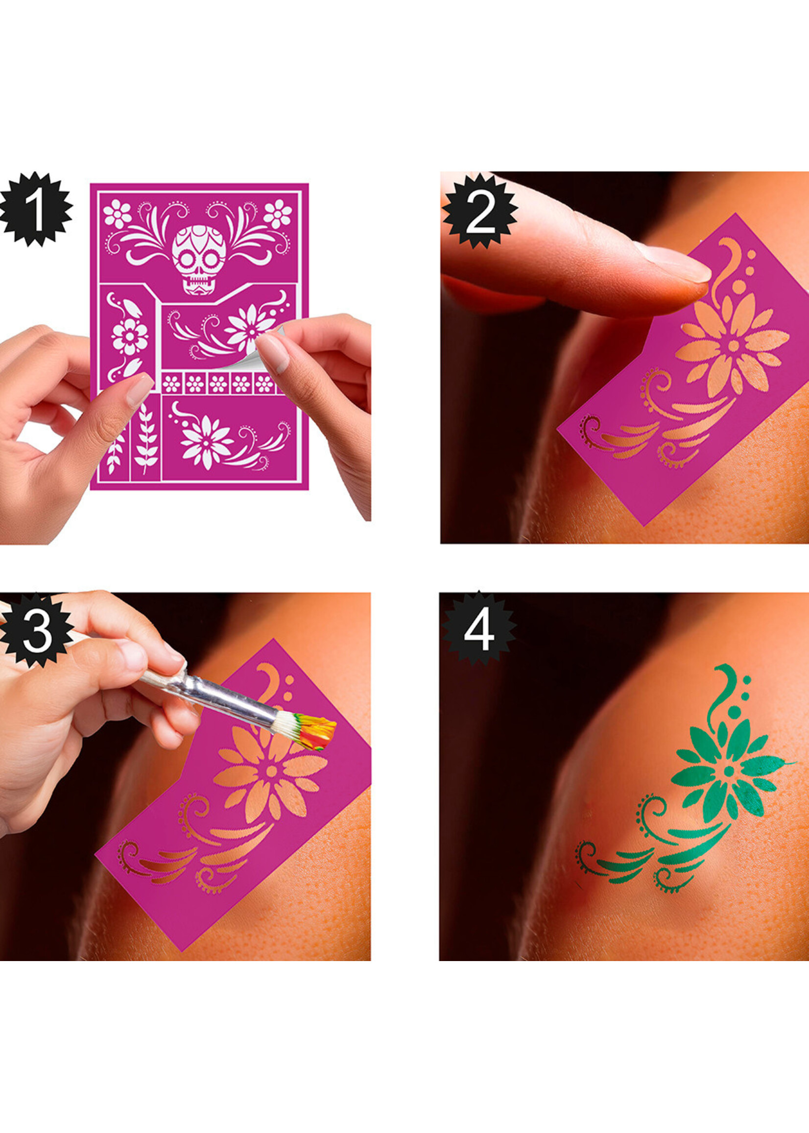 Fiestas Guirca Schmink Sticker Stencil Candy skull