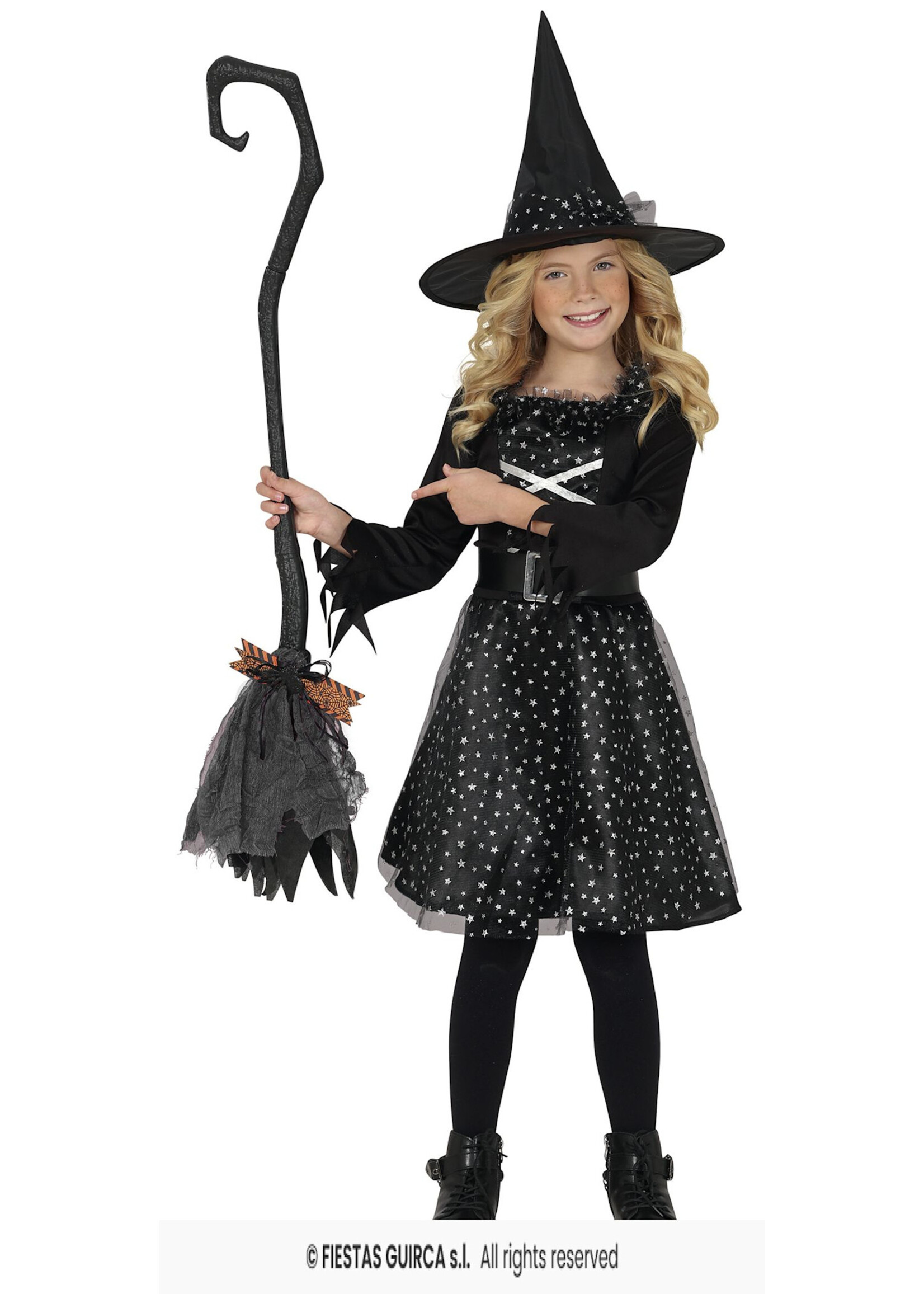 Fiestas Guirca Heksenbezem met krul 90 cm