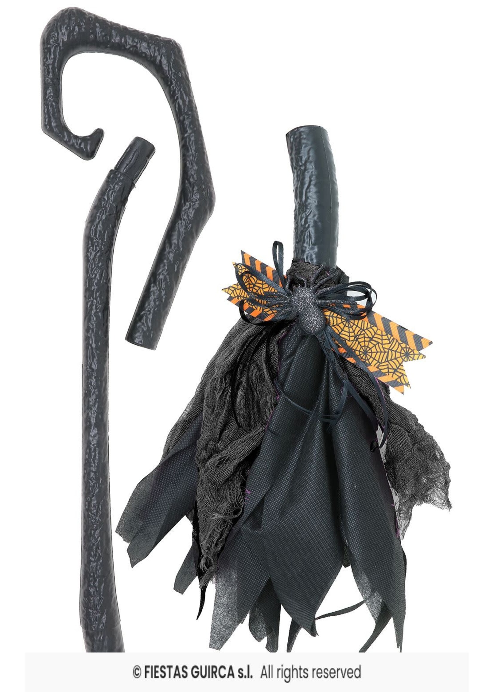 Fiestas Guirca Heksenbezem met krul 90 cm