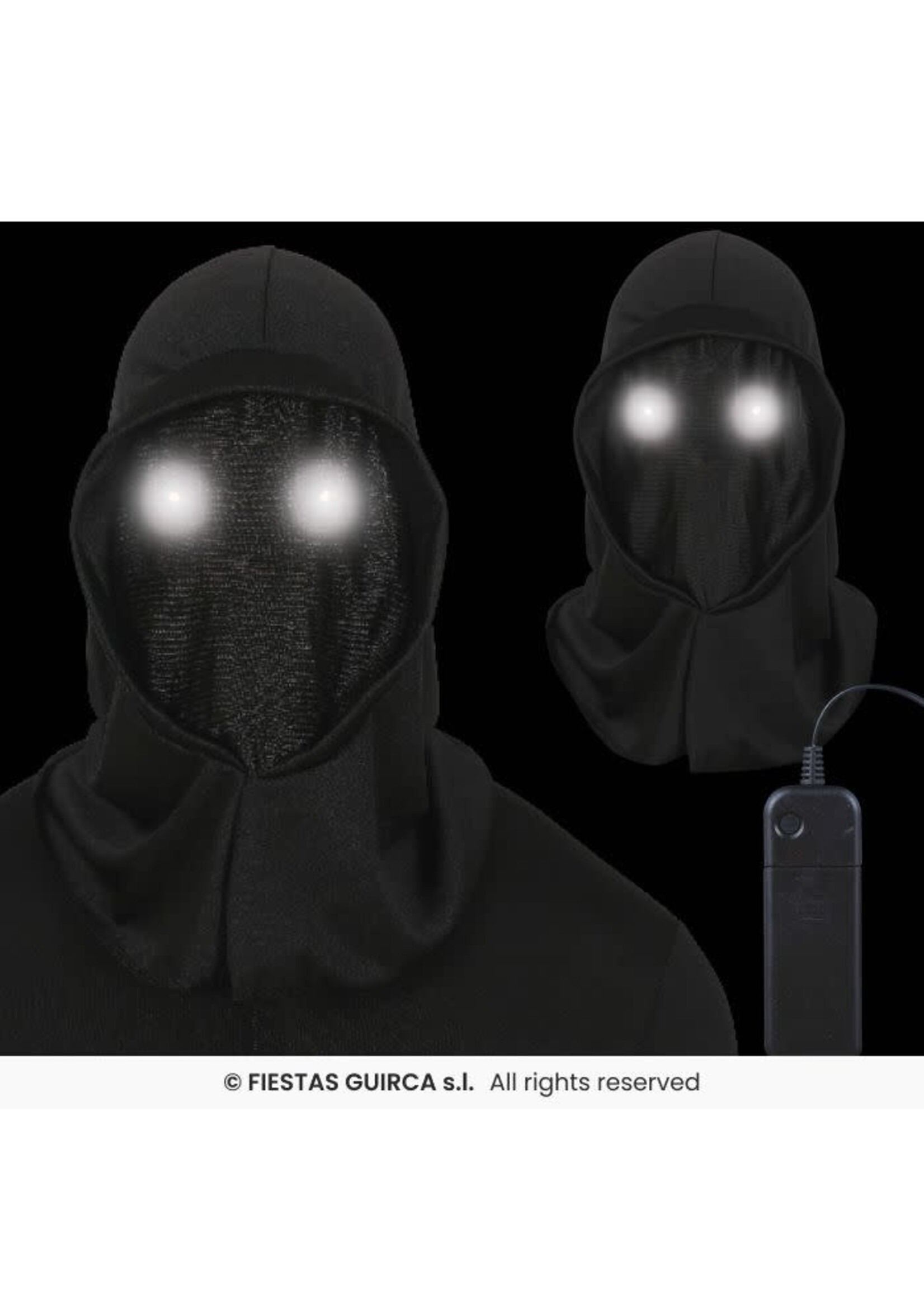 Fiestas Guirca Zwarte kap met LED ogen