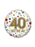 Haza-Witbaard Folieballon 40th birthday ECO (Ø46cm)