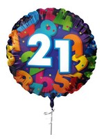 Haza-Witbaard Folieballon 21 jaar (45cm)