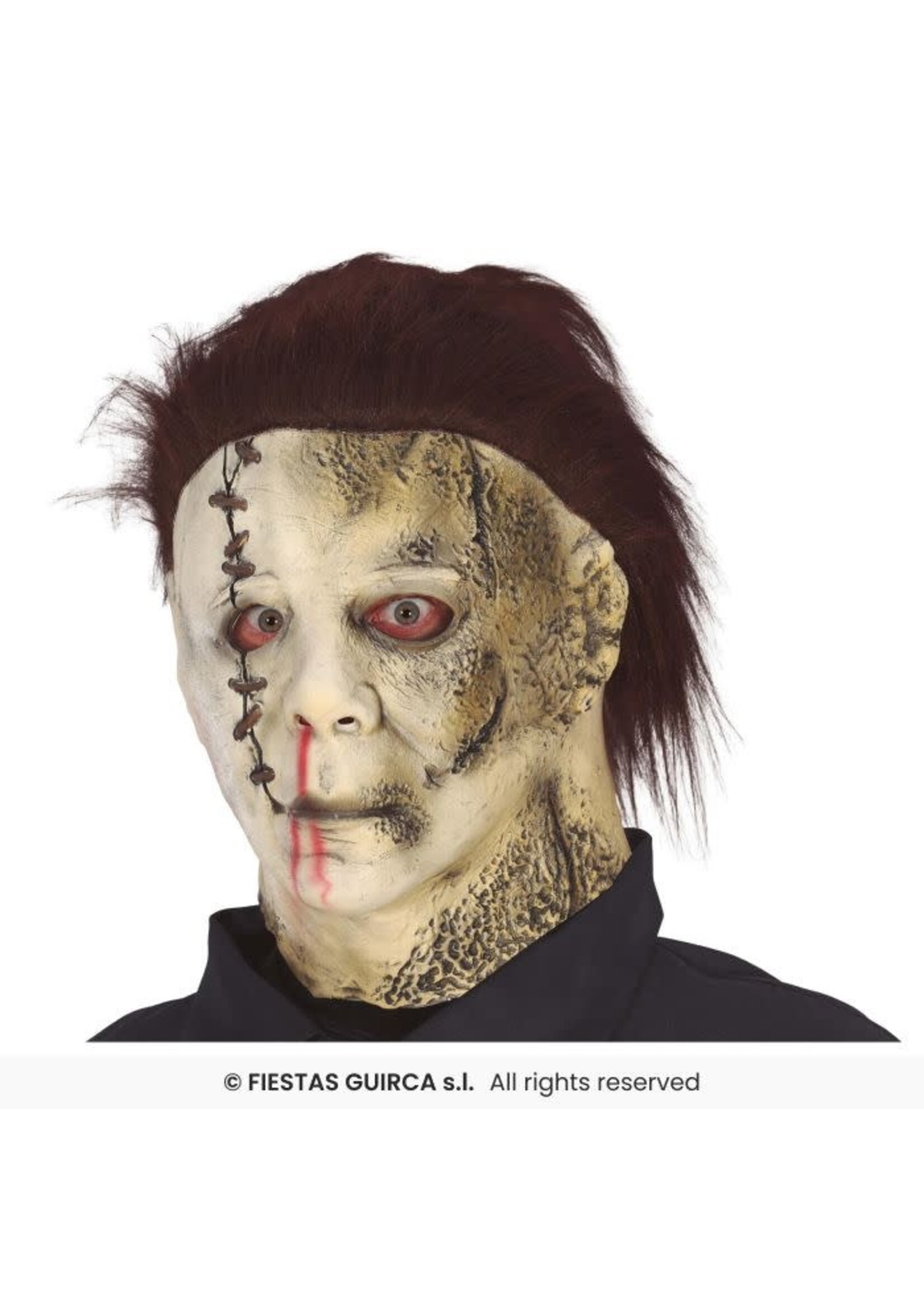 Fiestas Guirca Horror masker met donker haar Latex