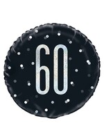 Haza-Witbaard Folieballon glitz black&silver 60 jaar (Ø45cm)