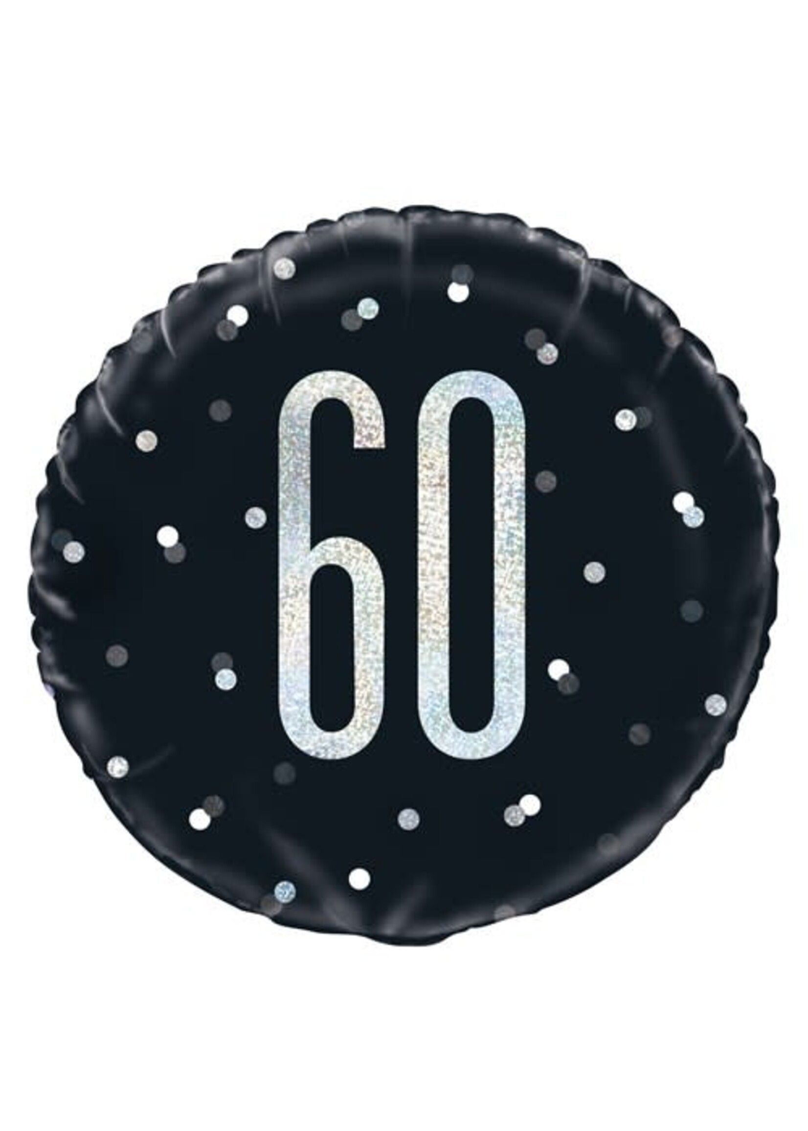 Haza-Witbaard Folieballon glitz black&silver 60 jaar (Ø45cm)