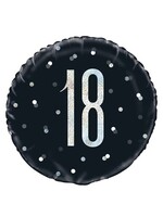 Haza-Witbaard Folieballon glitz black&silver 18 jaar (Ø45cm)