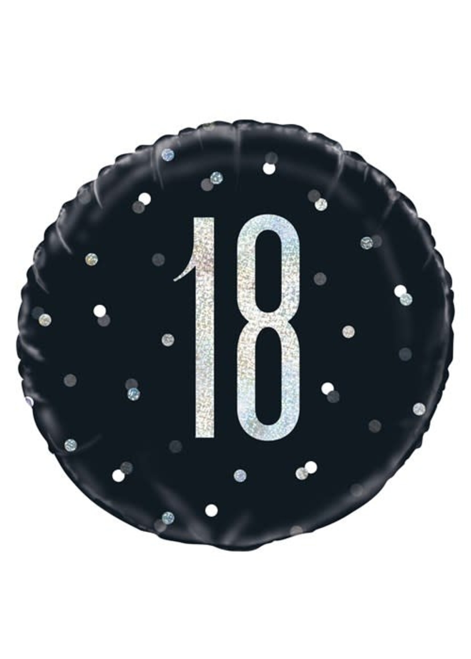 Haza-Witbaard Folieballon glitz black&silver 18 jaar (Ø45cm)