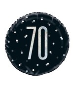 Haza-Witbaard Folieballon glitz black&silver 70 jaar (Ø45cm)