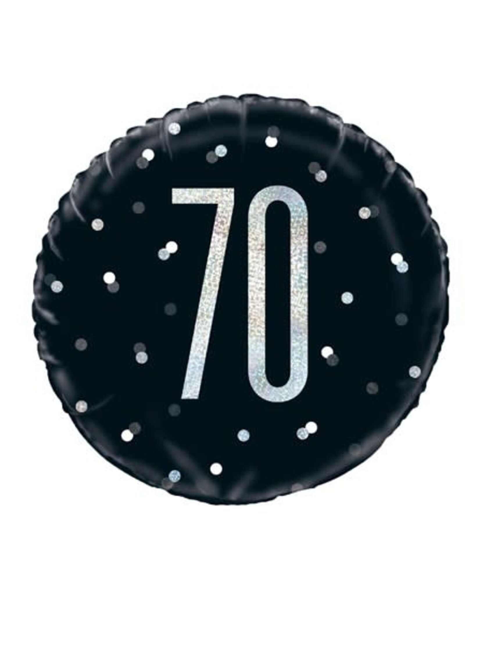 Haza-Witbaard Folieballon glitz black&silver 70 jaar (Ø45cm)