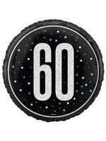 Haza-Witbaard Folieballon glitz black&silver 60 jaar (Ø45cm)