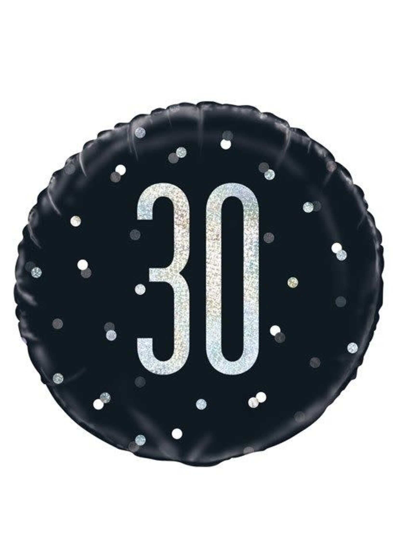 Haza-Witbaard Folieballon glitz black&silver 30 jaar (Ø45cm)