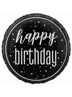 Haza-Witbaard Folieballon glitz black&silver Happy Birthday