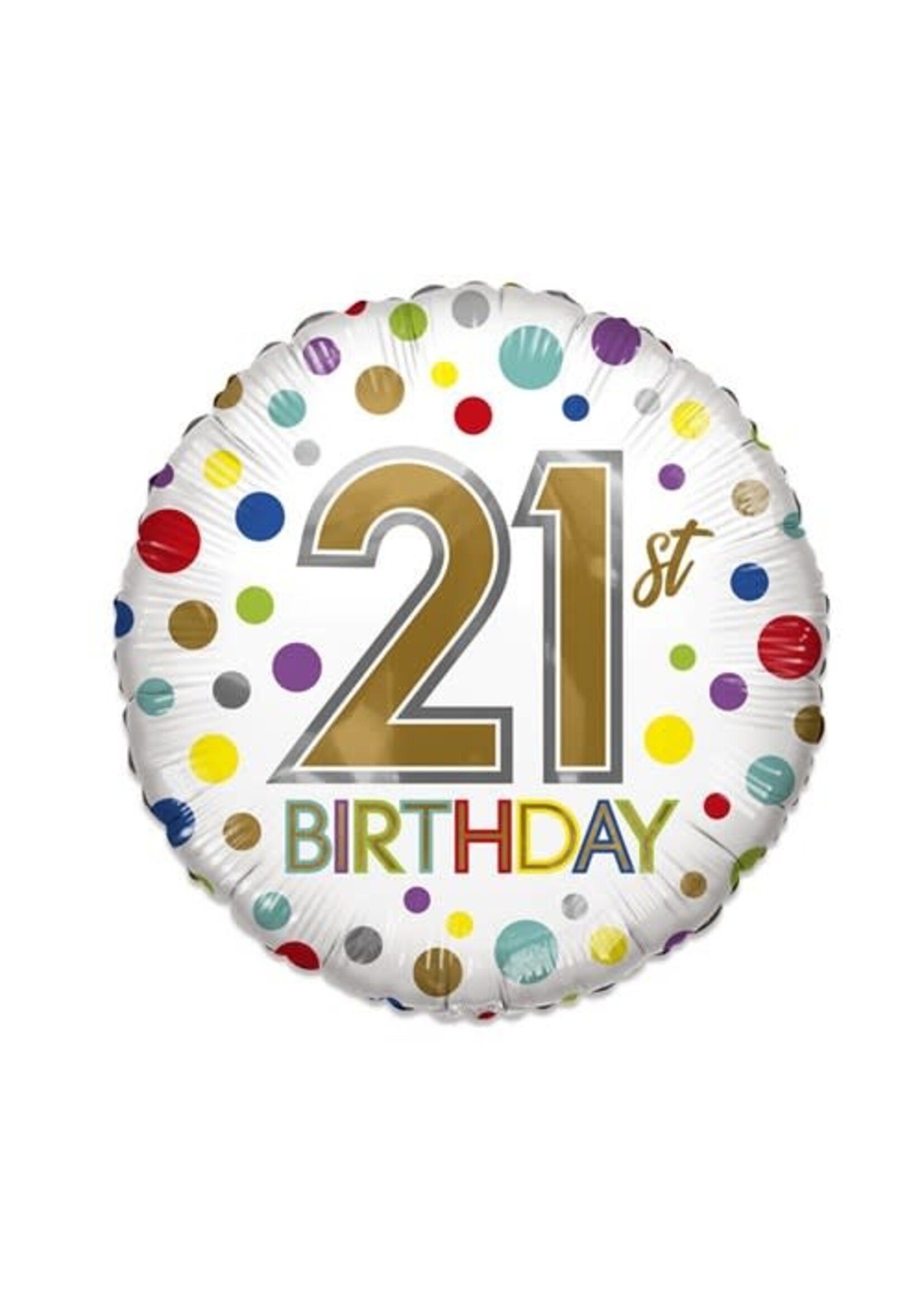 Haza-Witbaard Folieballon ’21st birthday’ ECO (Ø46cm)