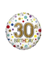 Haza-Witbaard Folieballon ’30th birthday’ ECO (Ø46cm)