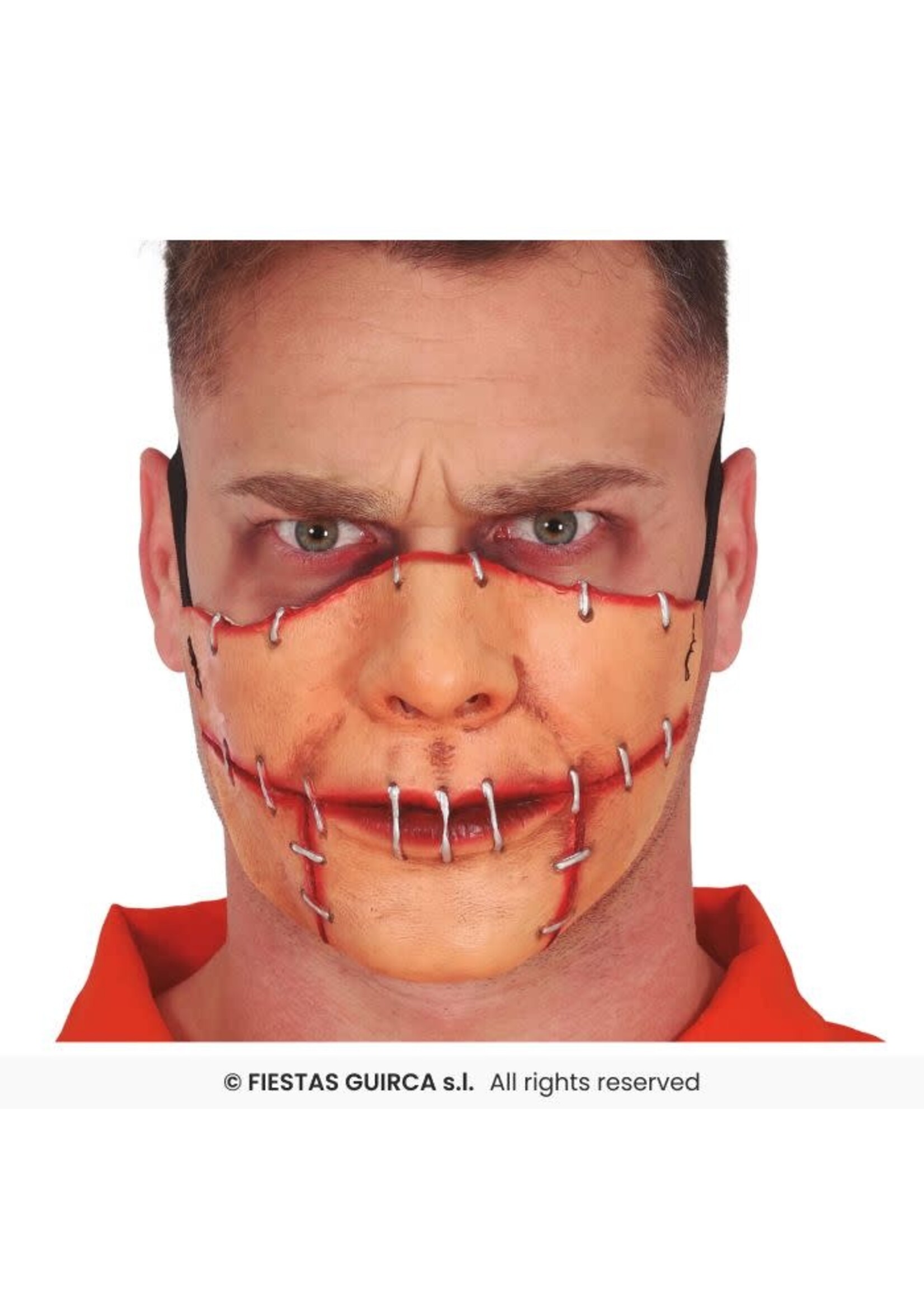Fiestas Guirca Latex halfmasker met dichtgenaaide mond