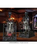 Fiestas Guirca Skelet uil in kooi met licht, geluid en beweging