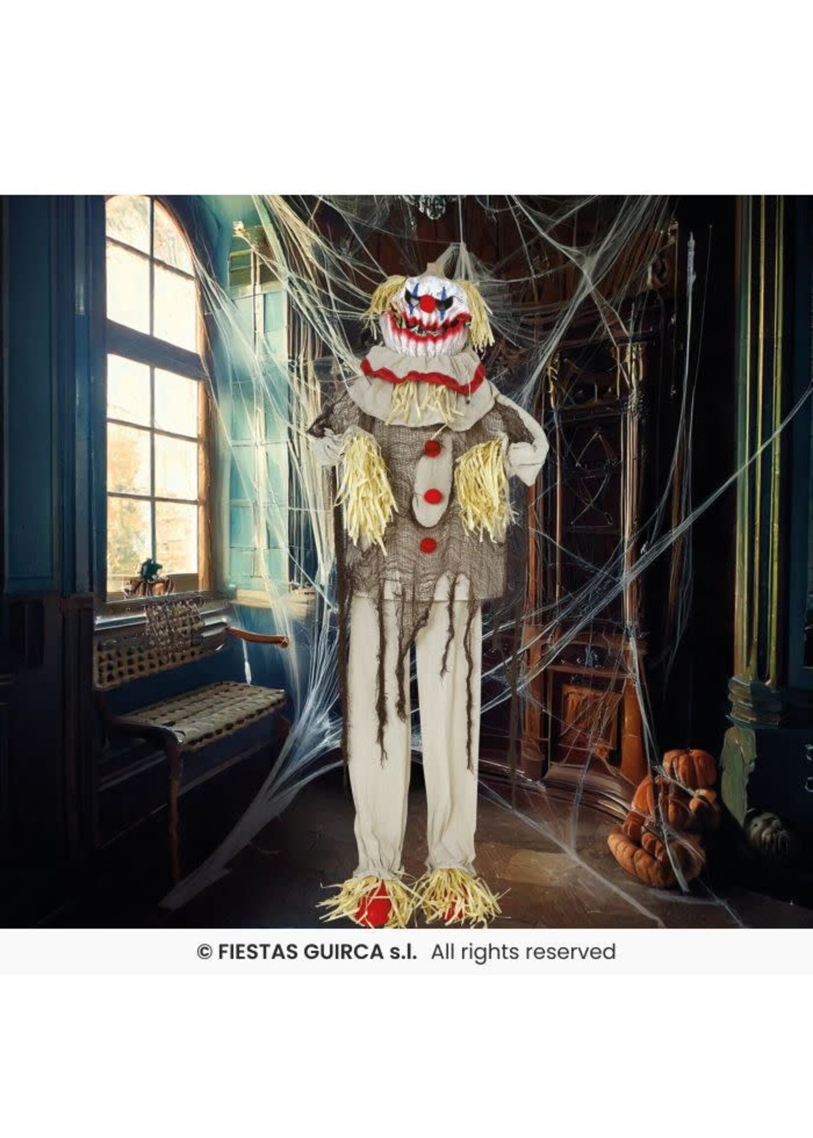 Fiestas Guirca Vogelverschrikker clown licht geluid en beweging