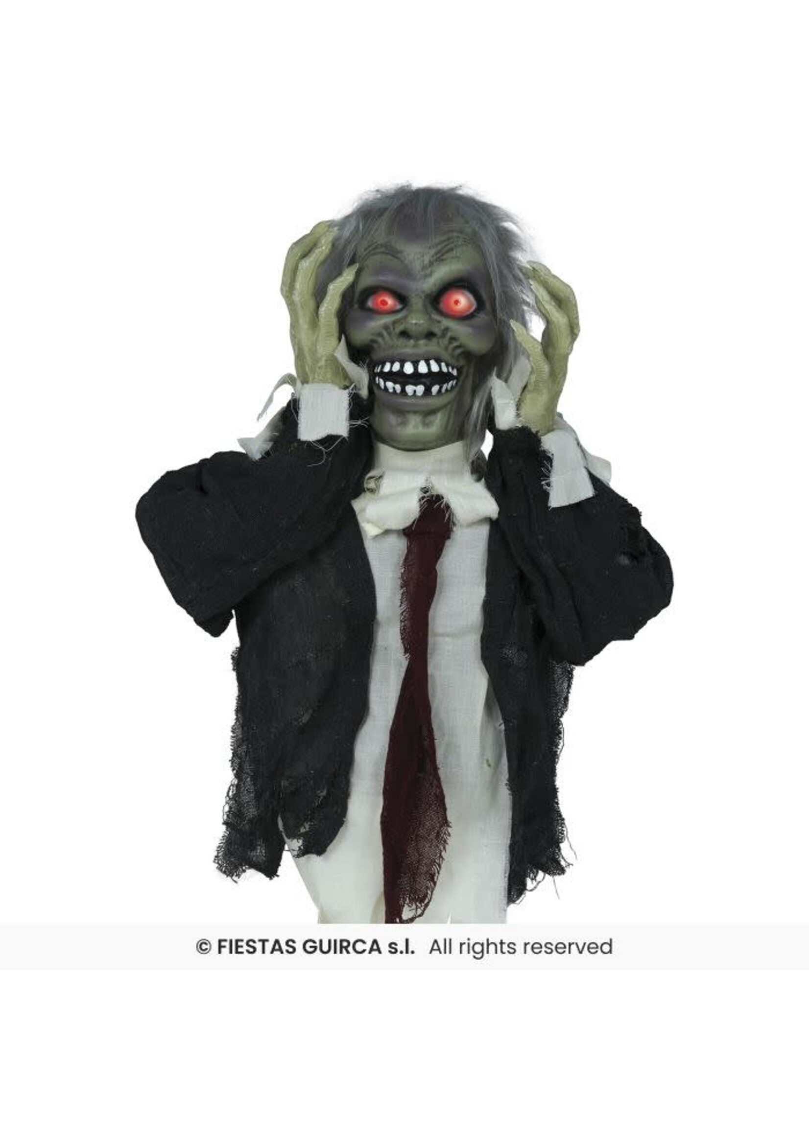 Fiestas Guirca Zombie buste licht geluid en beweging 55 cm