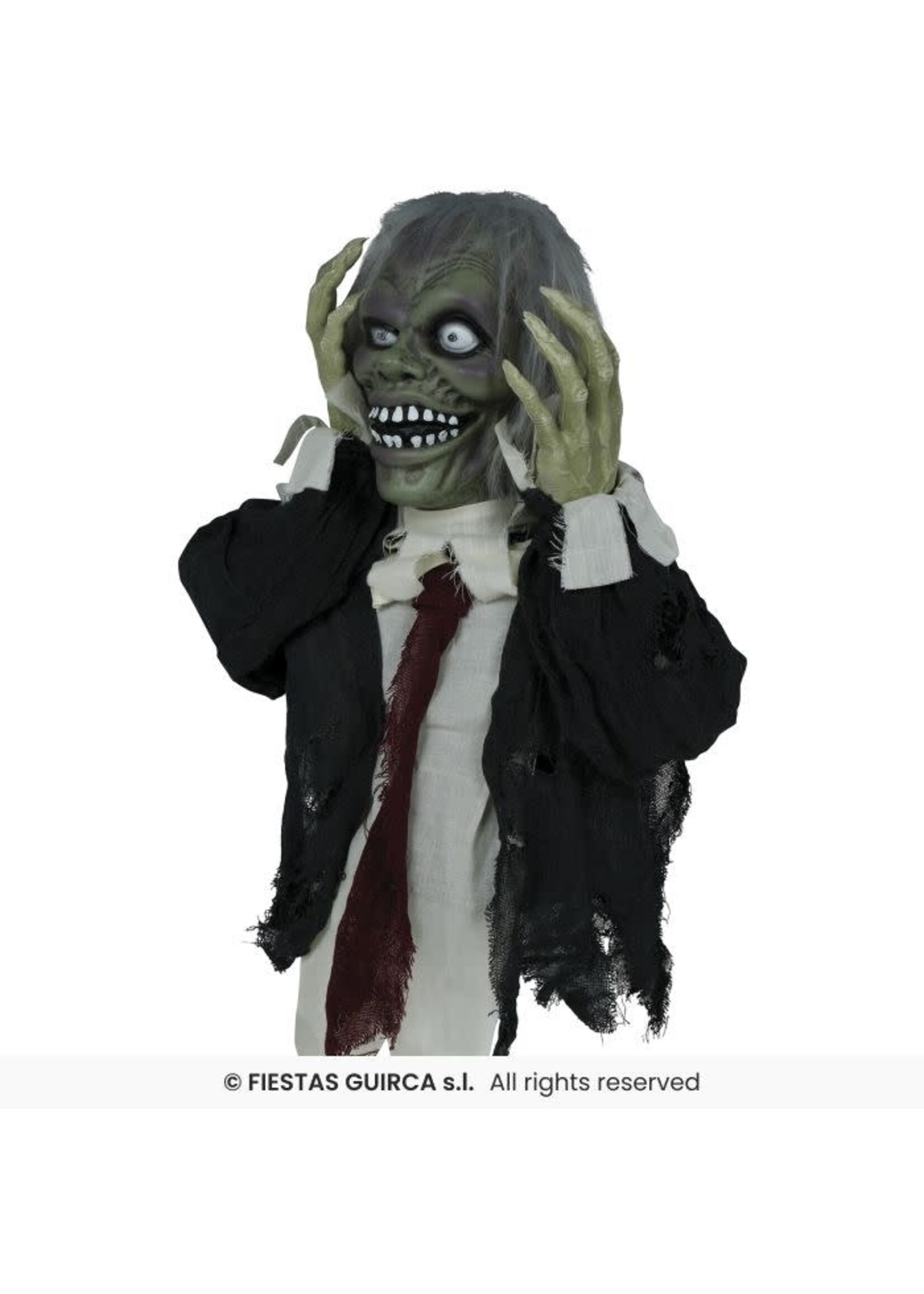 Fiestas Guirca Zombie buste licht geluid en beweging 55 cm