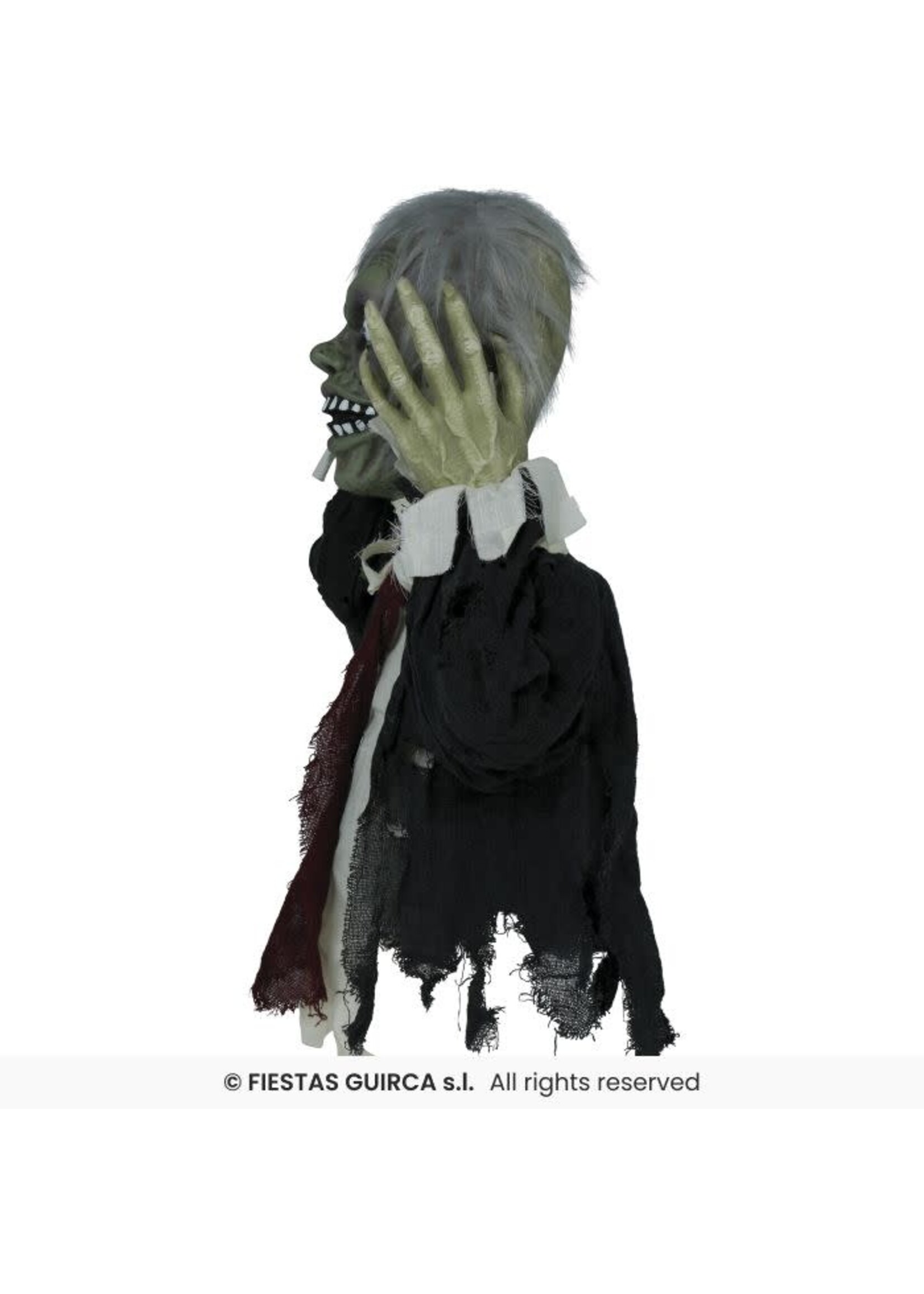 Fiestas Guirca Zombie buste licht geluid en beweging 55 cm