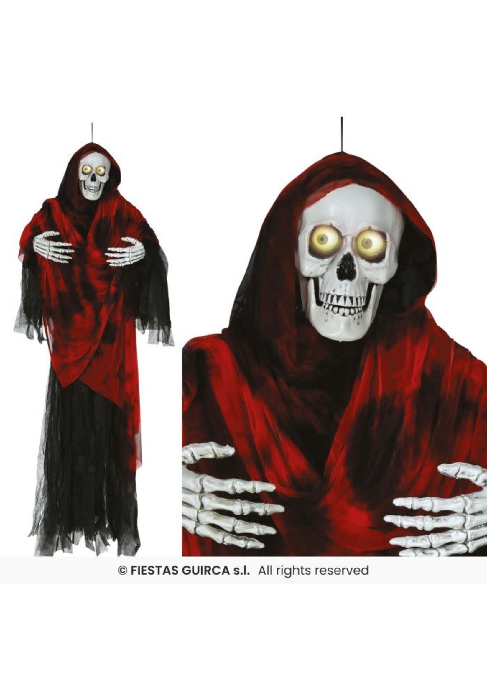 Fiestas Guirca Hangend skelet met licht- en bewegingsogen 170cm