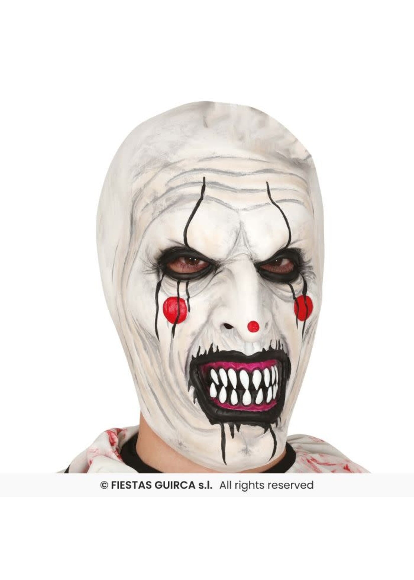 Fiestas Guirca Latex horrorclown masker met scherpe tanden