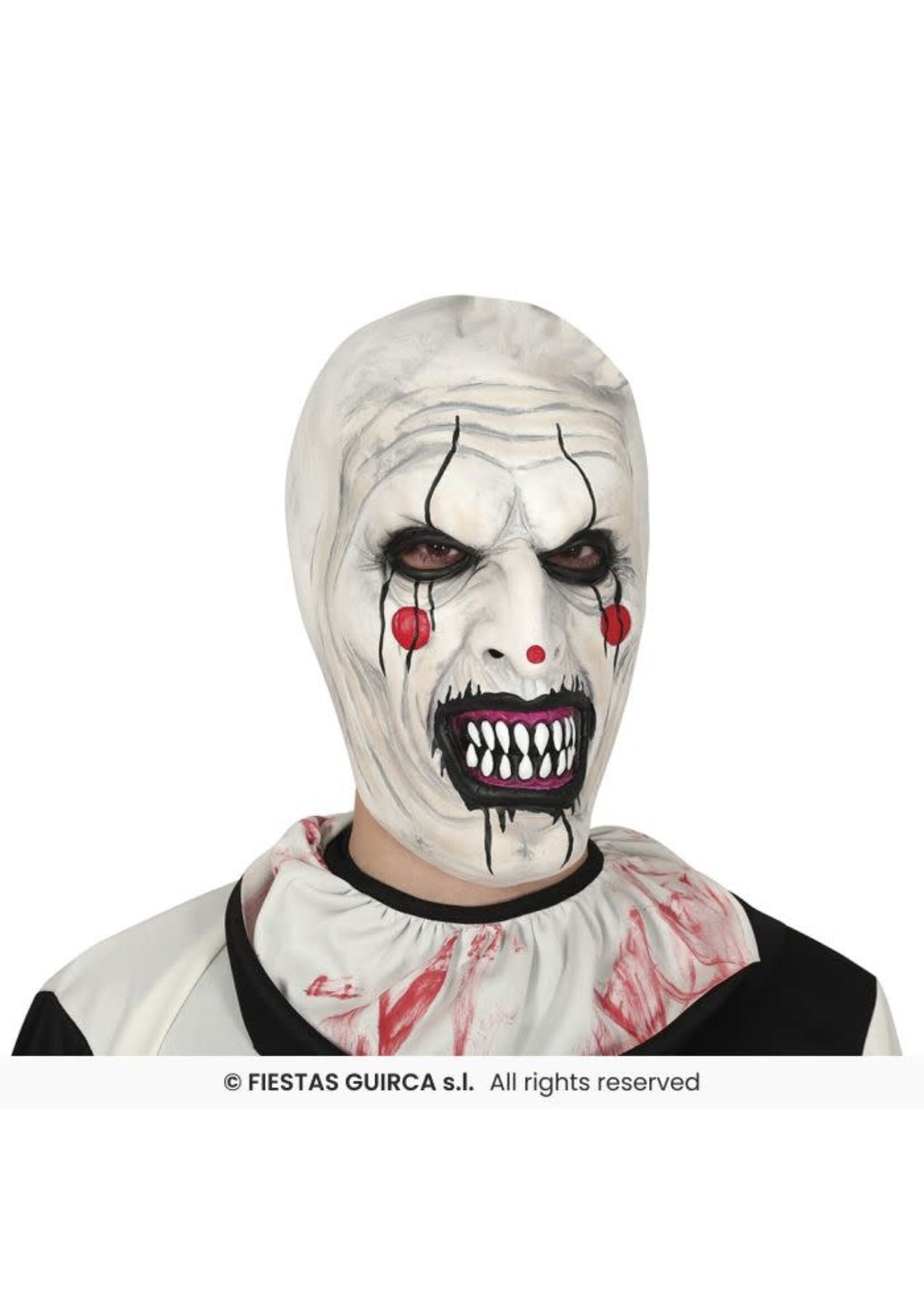 Fiestas Guirca Latex horrorclown masker met scherpe tanden