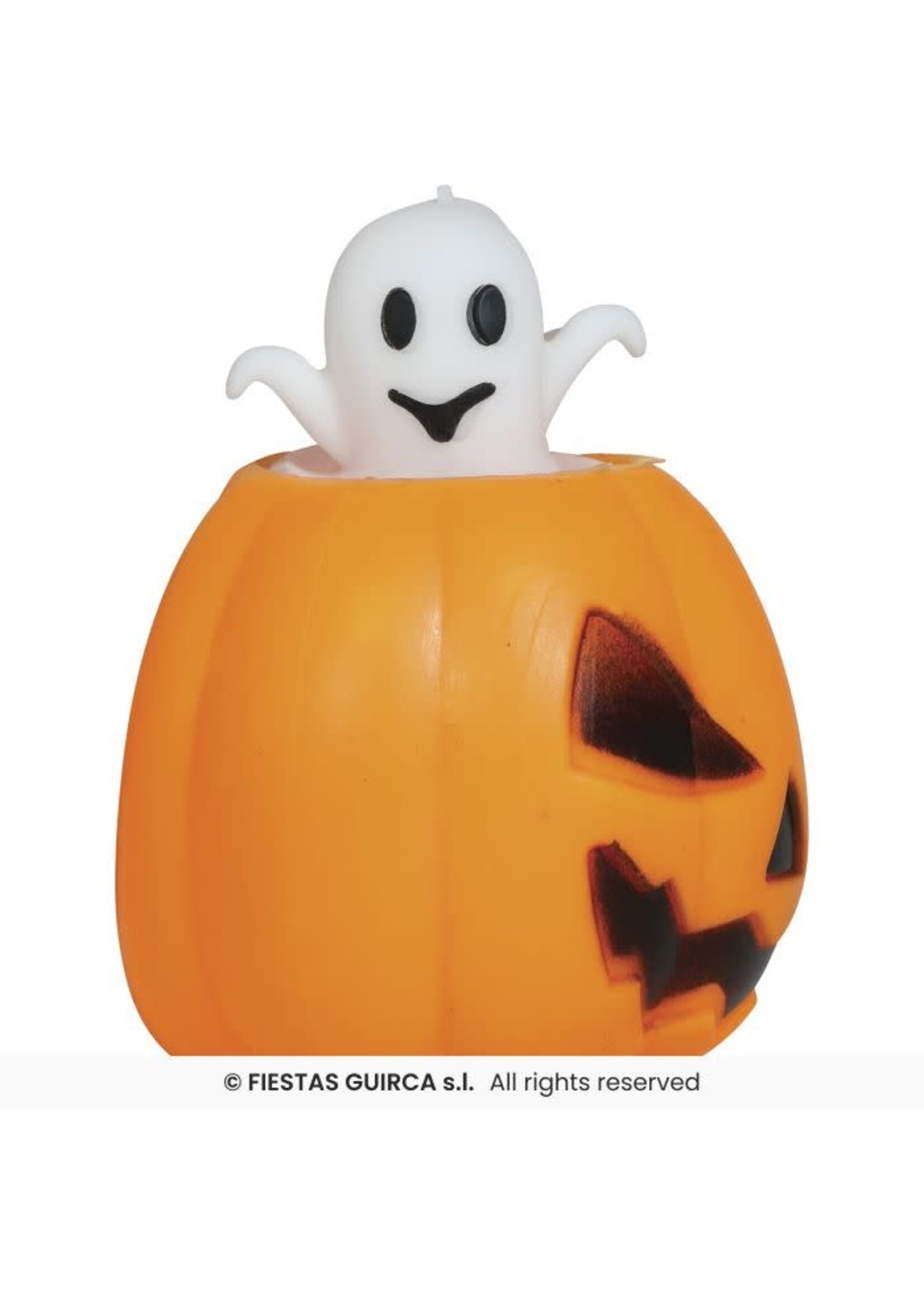 Fiestas Guirca Rubberen pompoen met spook 5 cm