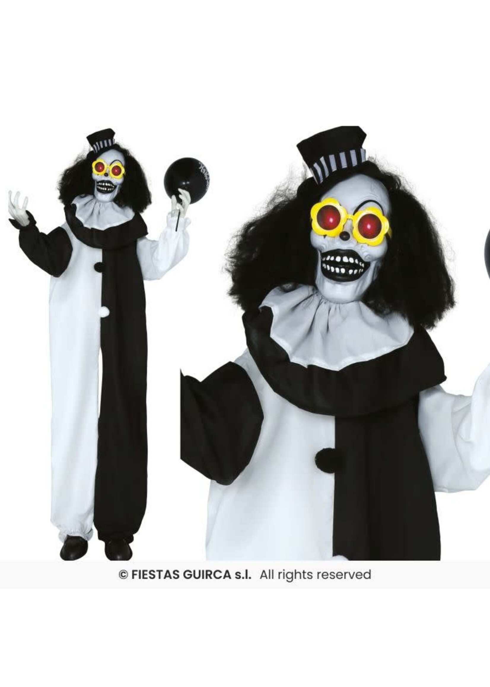 Fiestas Guirca Clownskelet licht geluid en beweging 170 cm