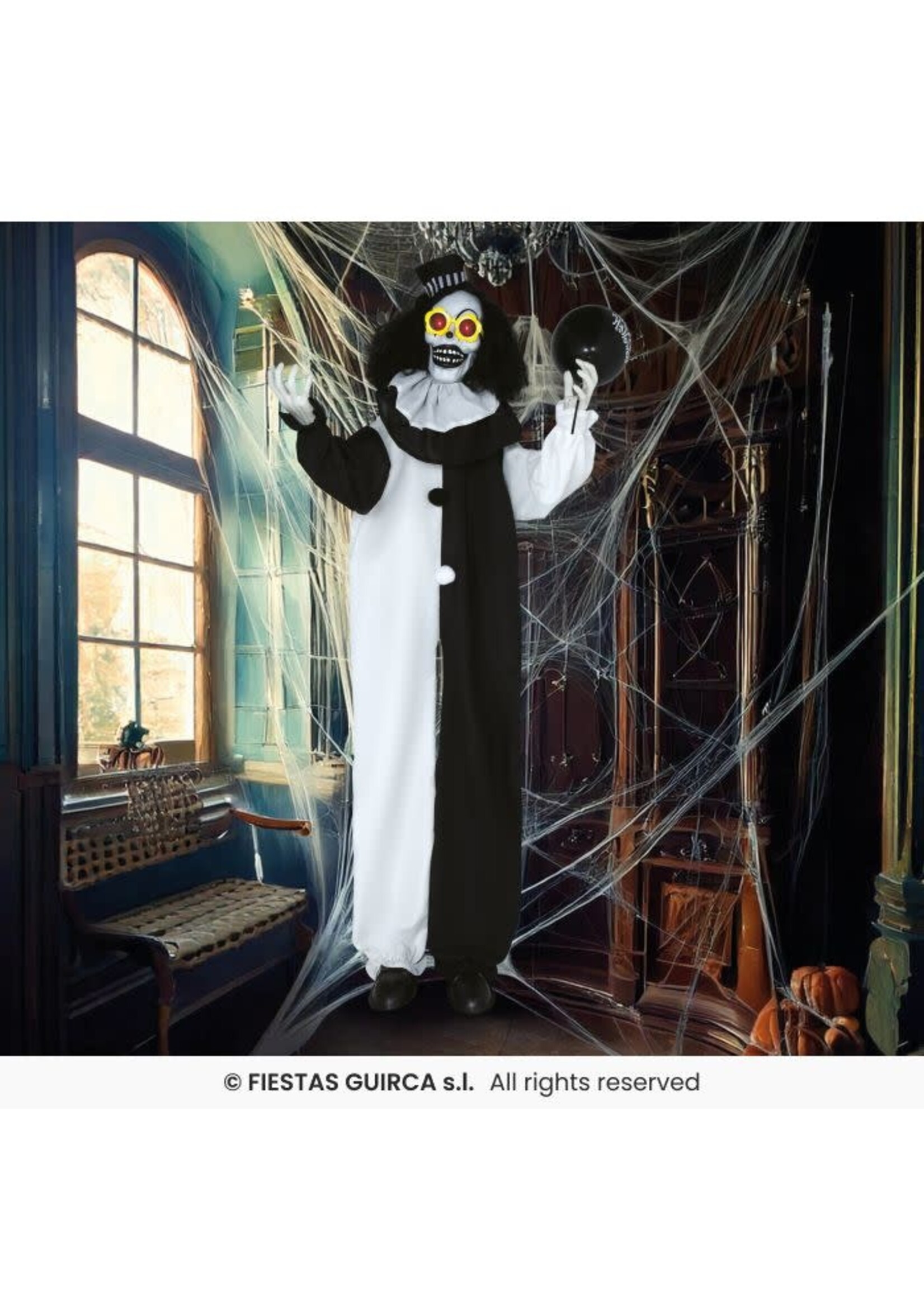 Fiestas Guirca Clownskelet licht geluid en beweging 170 cm