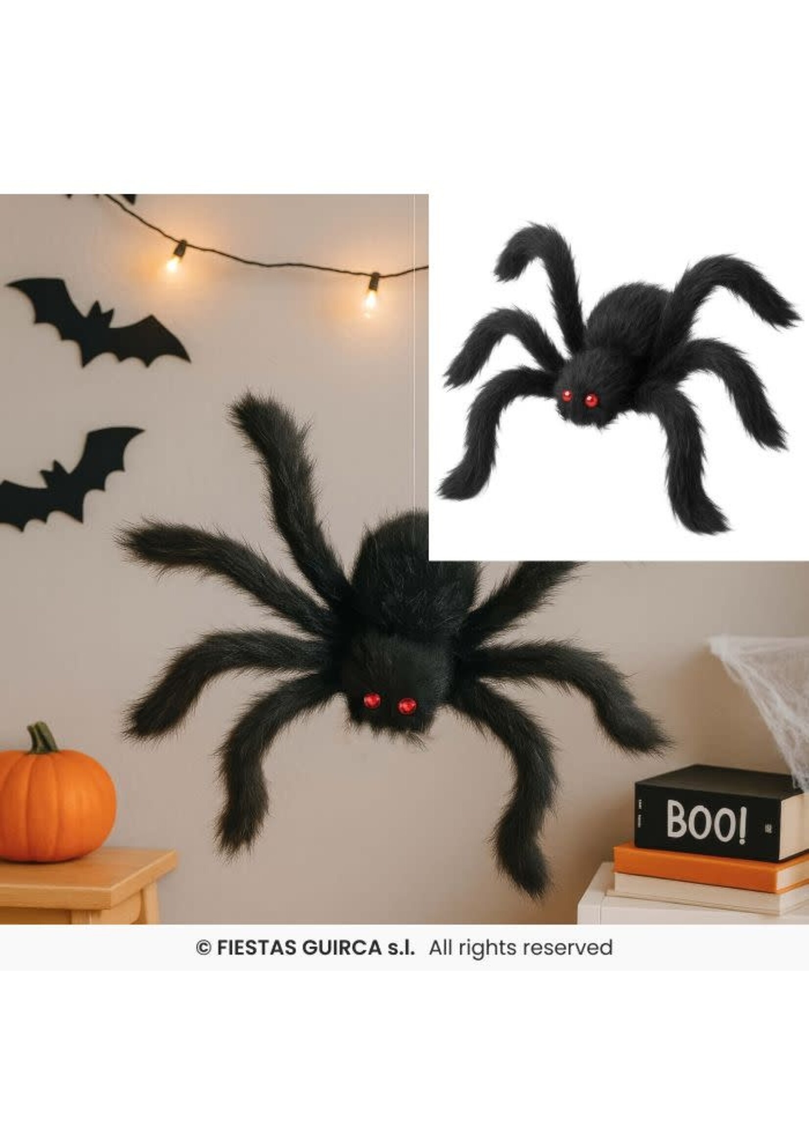 Fiestas Guirca Harige zwarte spin 50cm