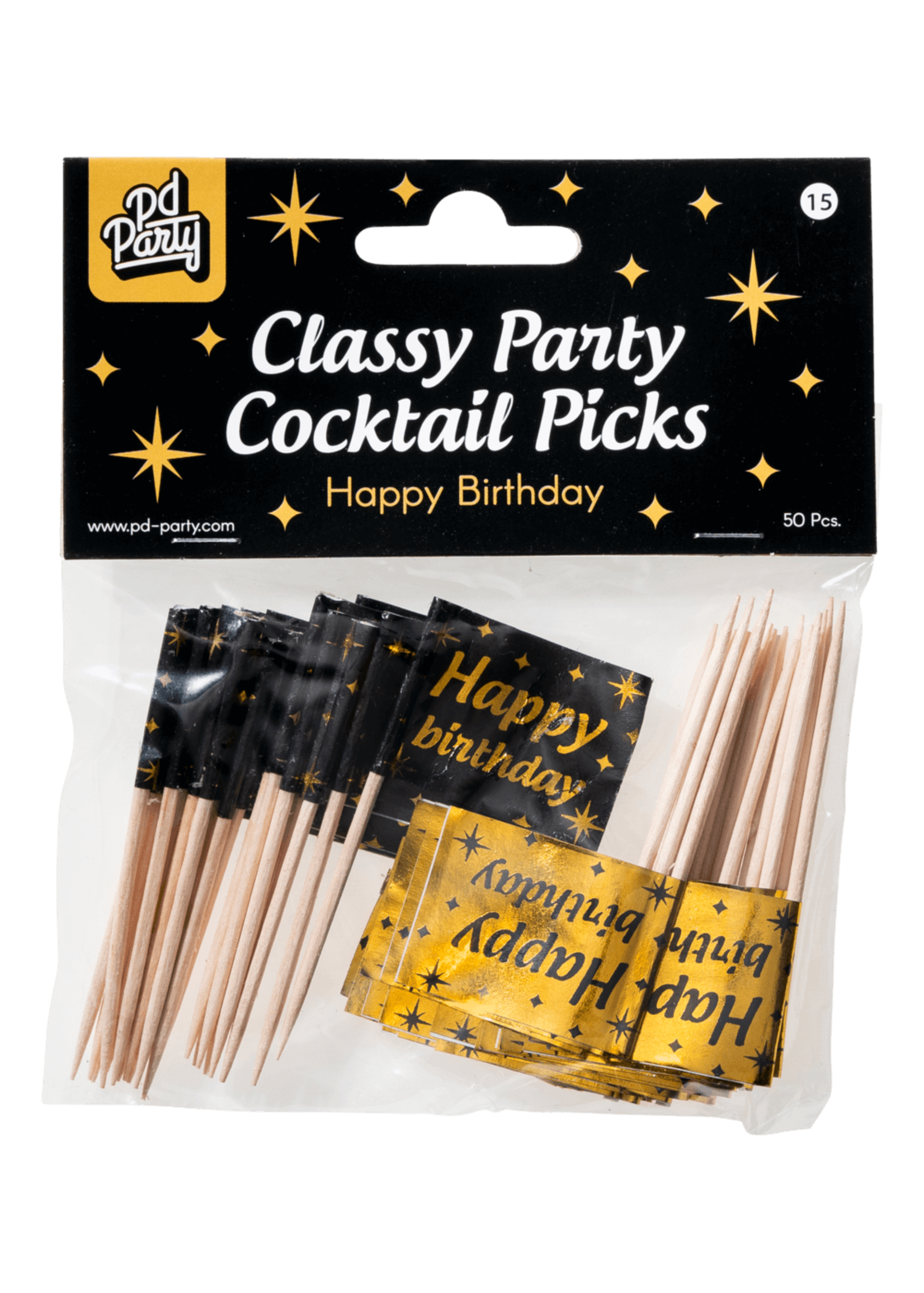 Feestkleding Breda Cocktail prikkers zwart/goud Happy Birthday
