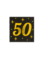 Feestkleding Breda Servetten zwart/goud 50 jaar