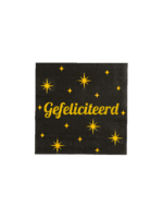 Feestkleding Breda Servetten zwart/goud Gefeliciteerd