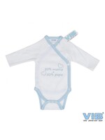 Feestkleding Breda Baby romper 50% mama + 50% papa wit/blauw