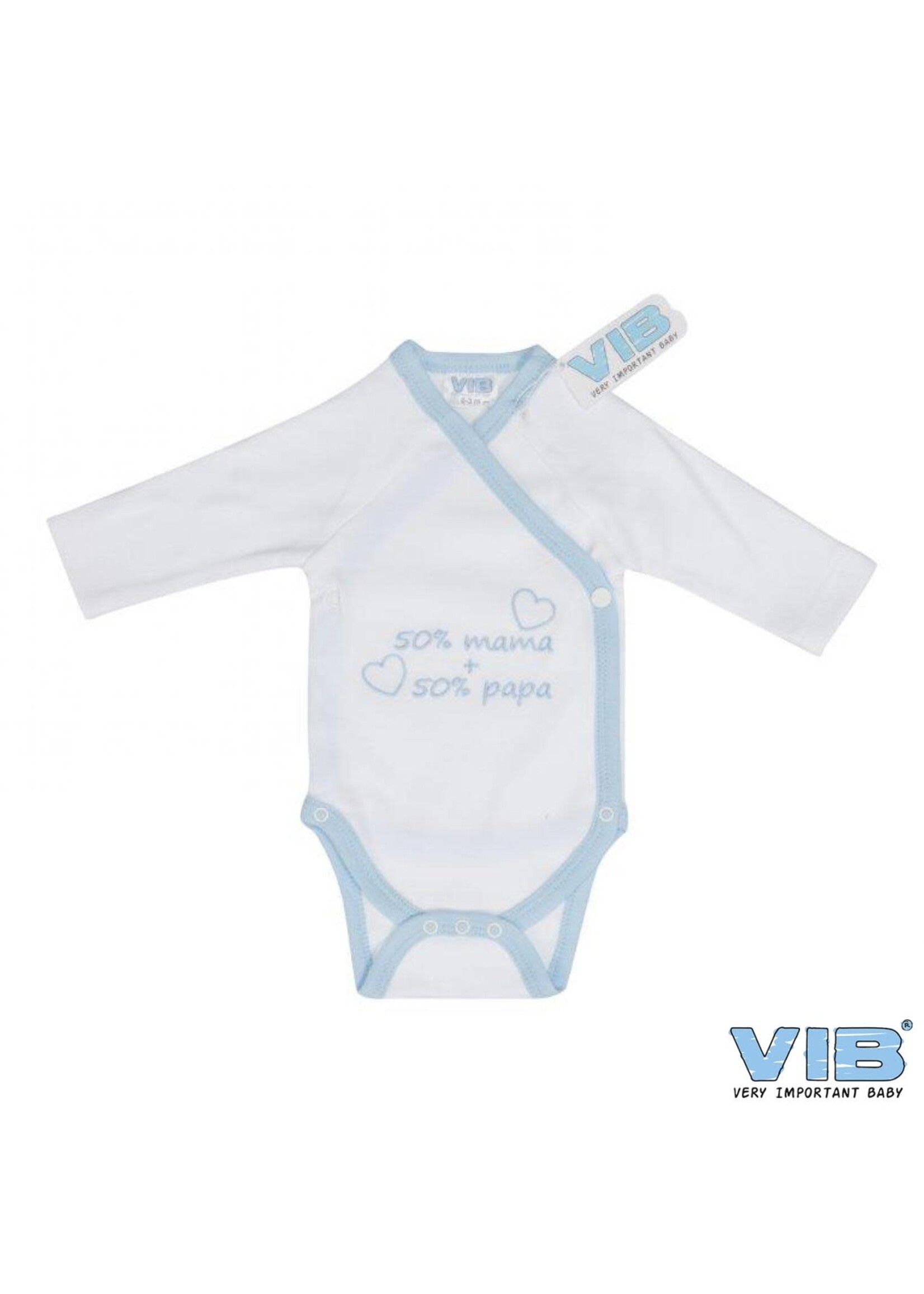 Feestkleding Breda Baby romper 50% mama + 50% papa wit/blauw