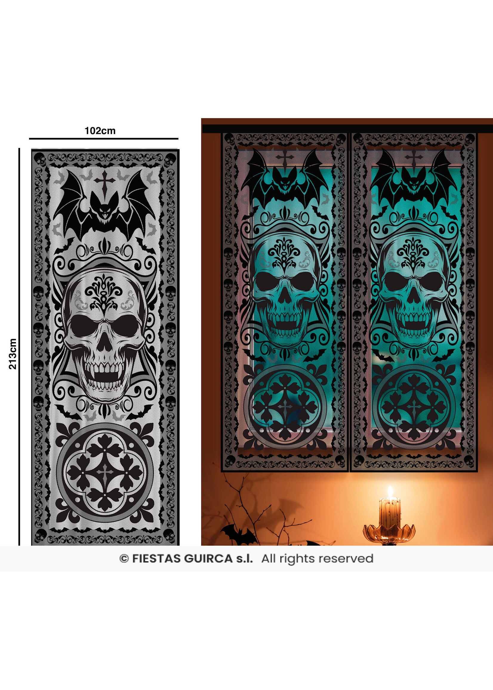 Fiestas Guirca Raamdecoratie Schedel 102x213cm