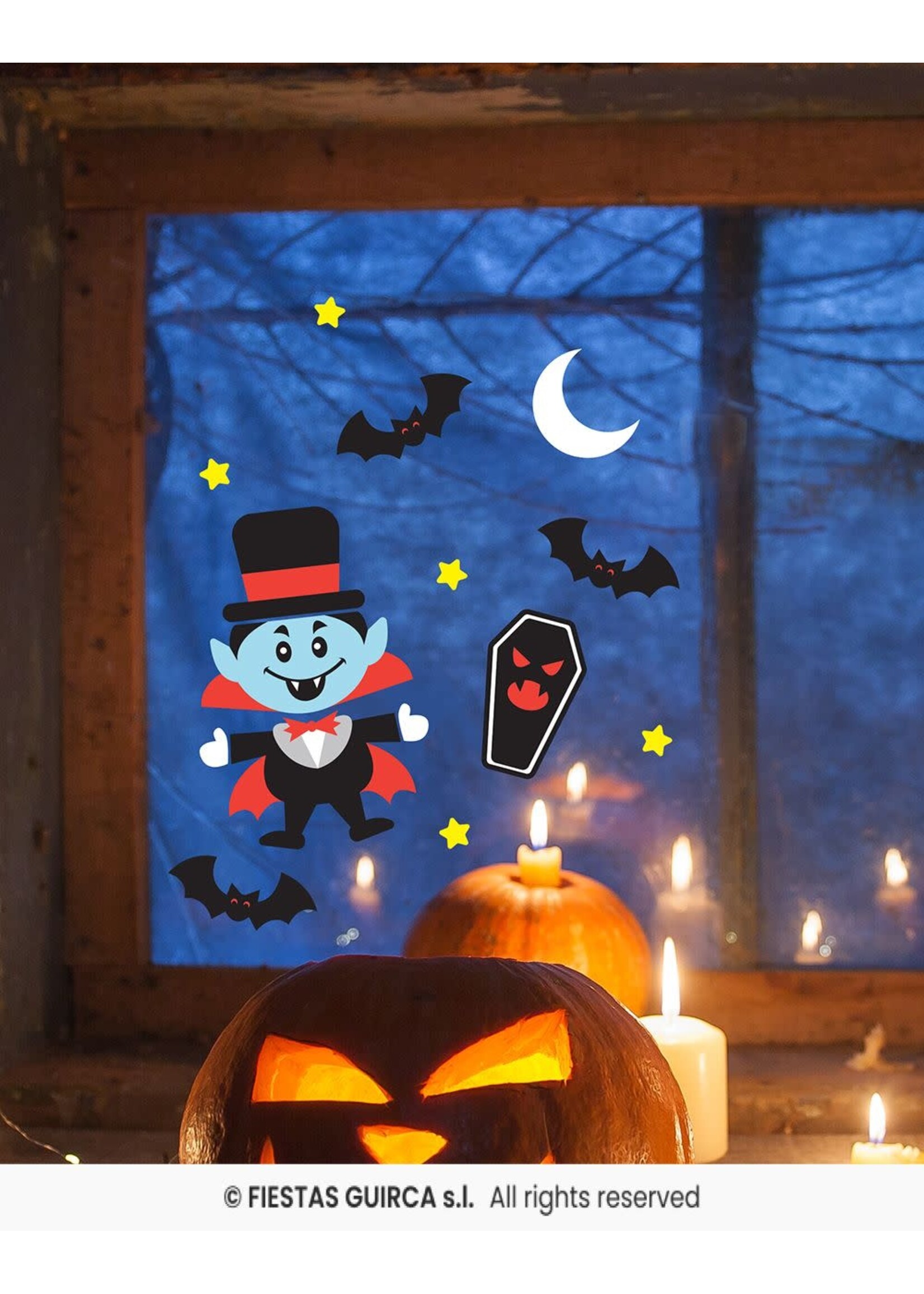 Fiestas Guirca Raamdecoratie Vampier gel 20x25cm