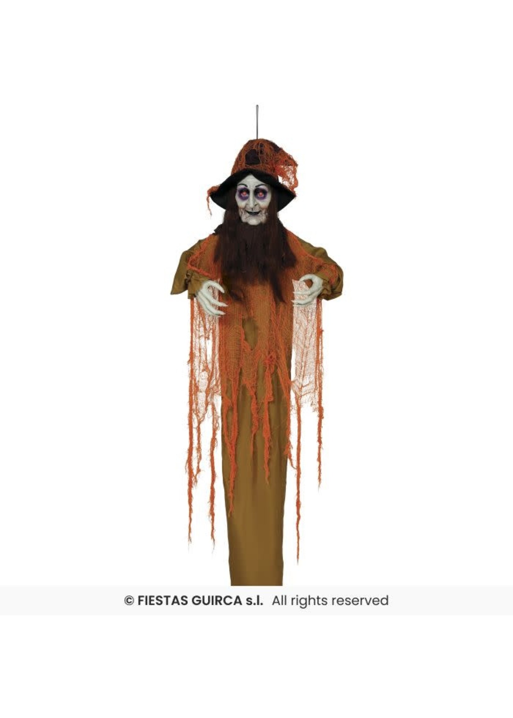 Feestkleding Breda Heksenhanger, licht, geluid en beweging, 180 cm