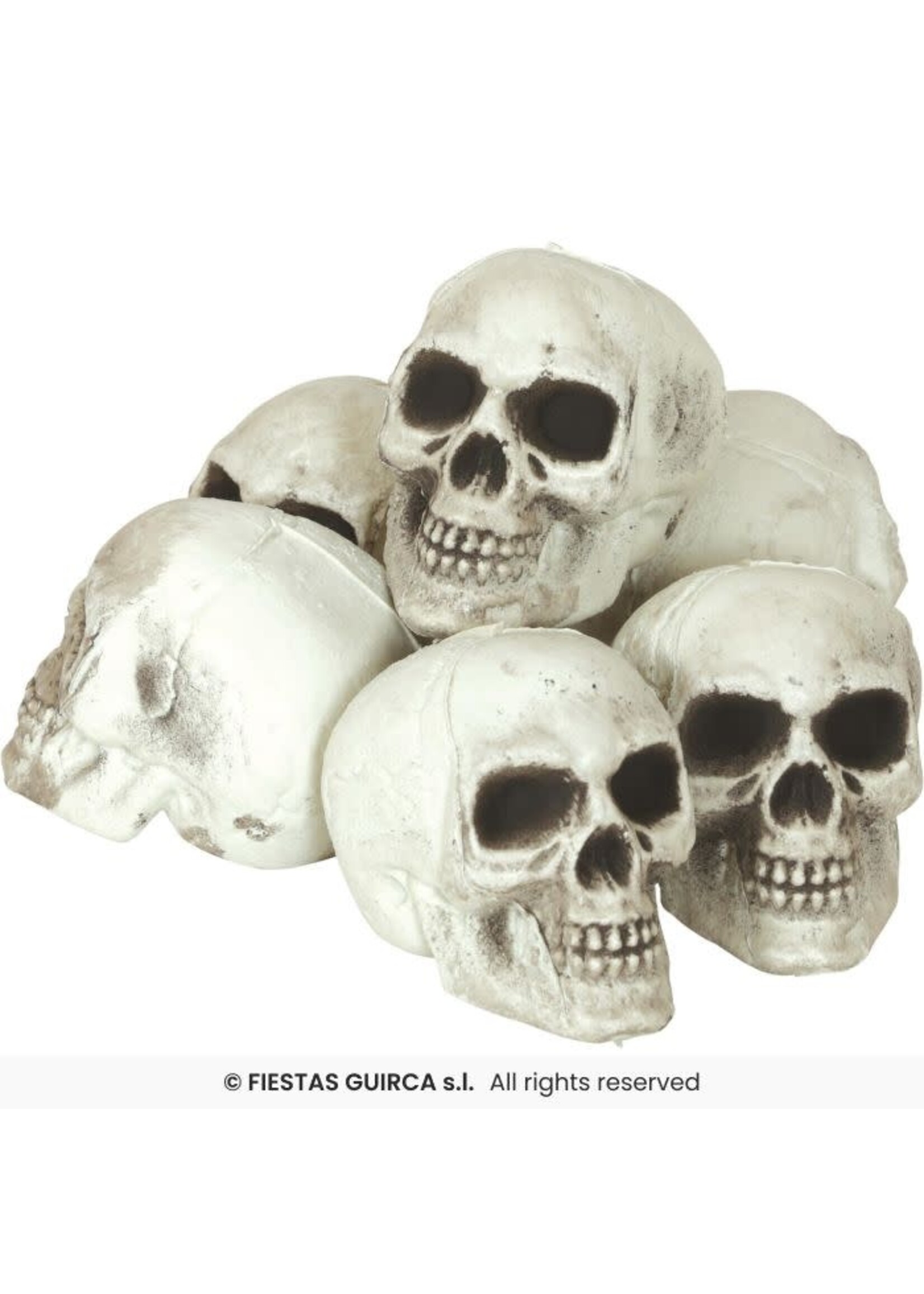 Fiestas Guirca Set van 6 schedels 8cm