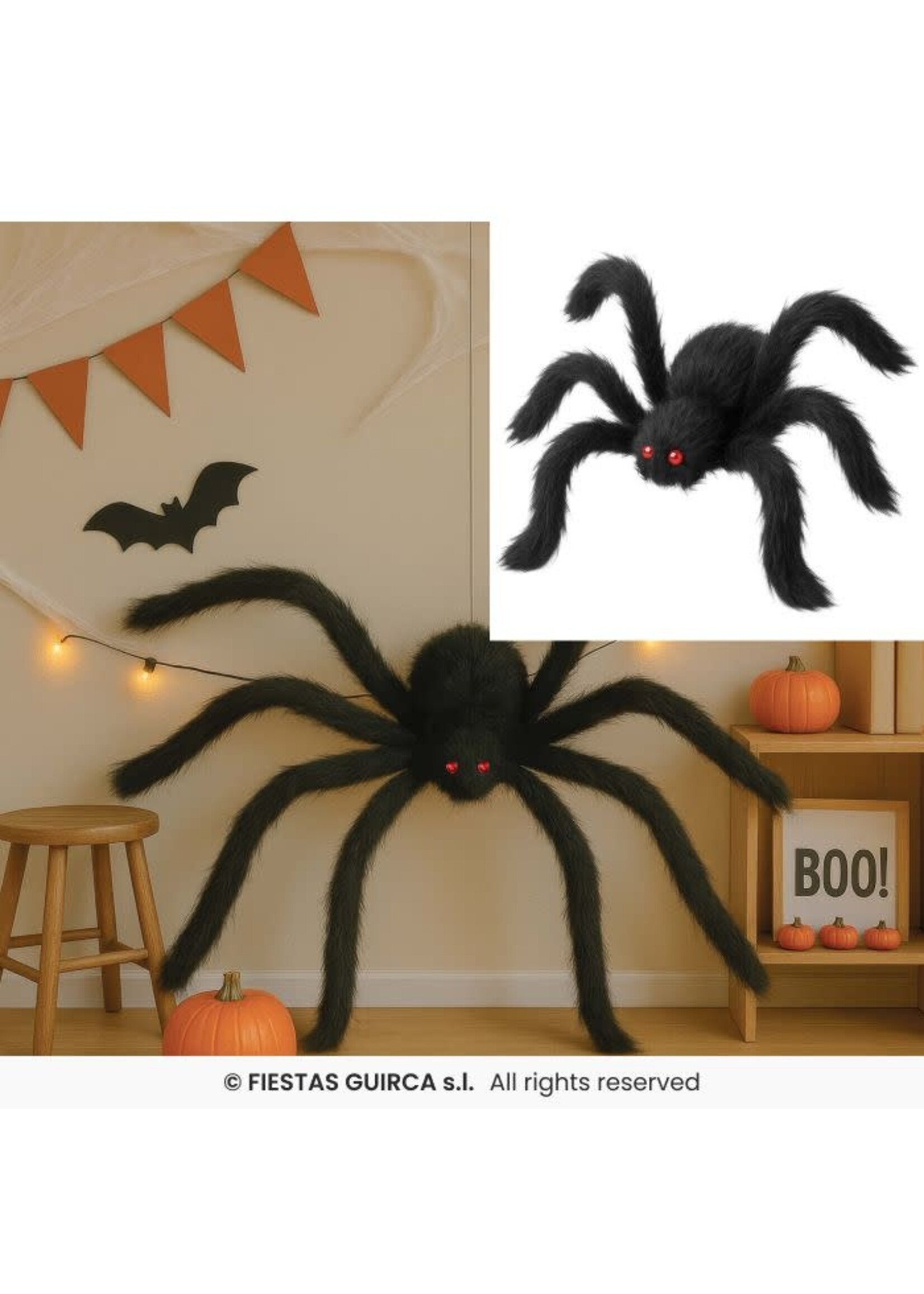 Fiestas Guirca Mega zwarte spin 150 cm