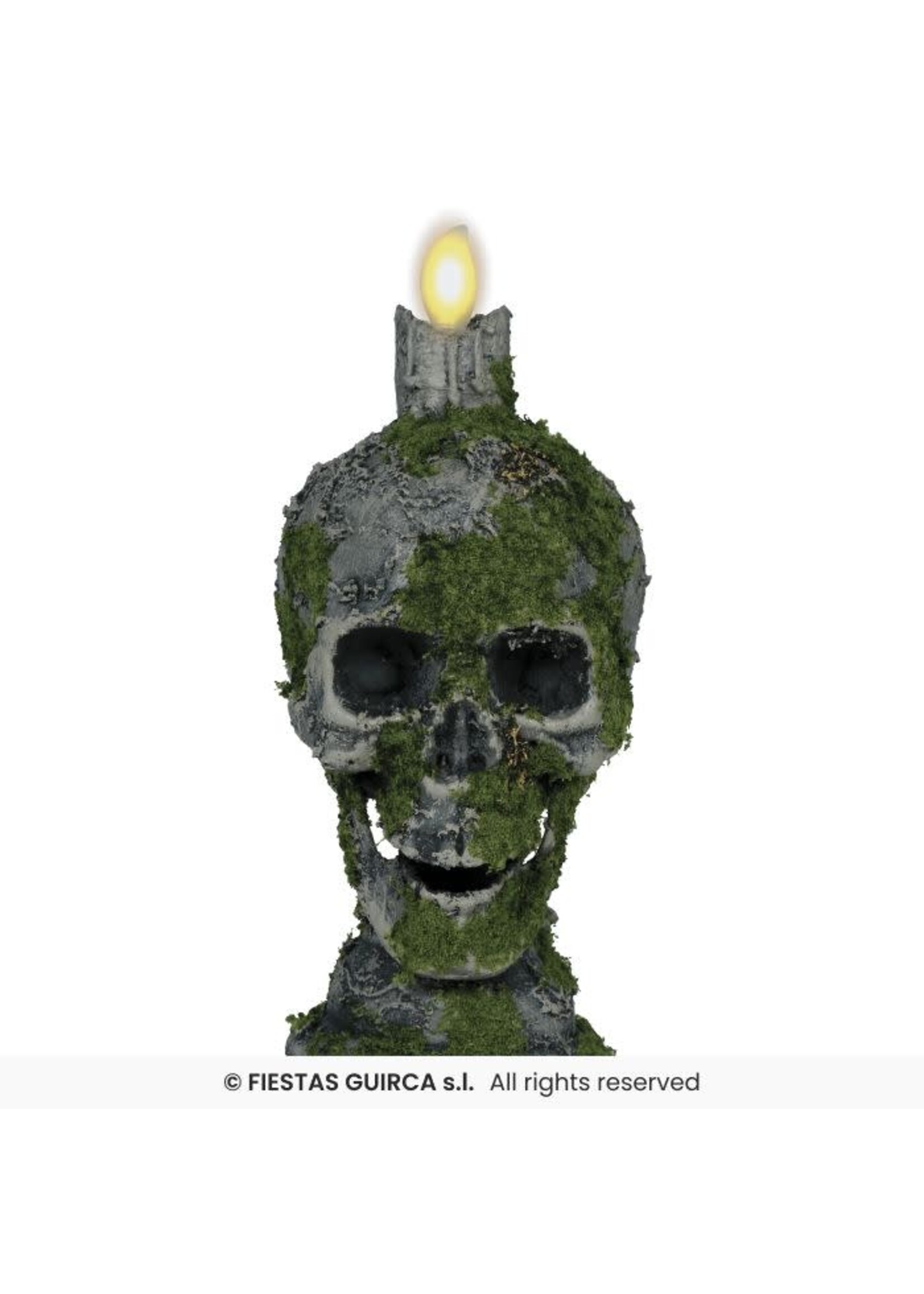 Fiestas Guirca Mossige schedel met kaars 35 cm