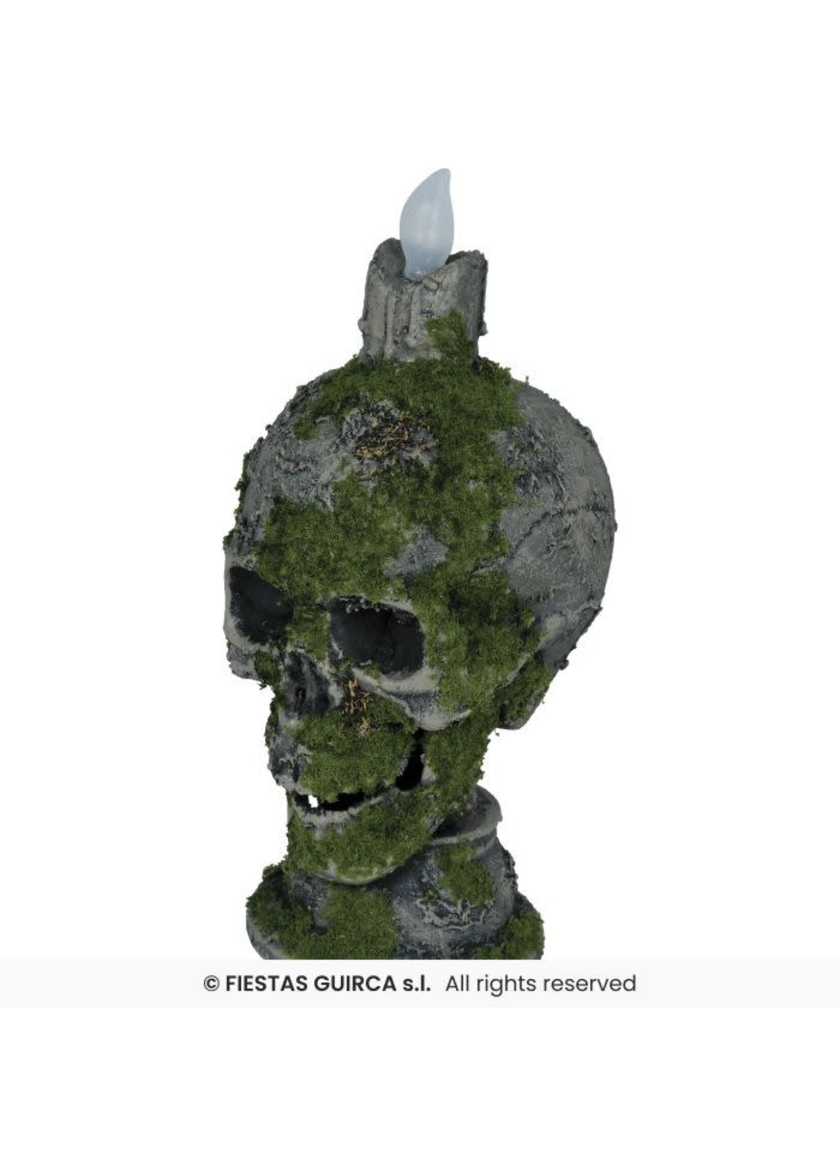 Fiestas Guirca Mossige schedel met kaars 35 cm