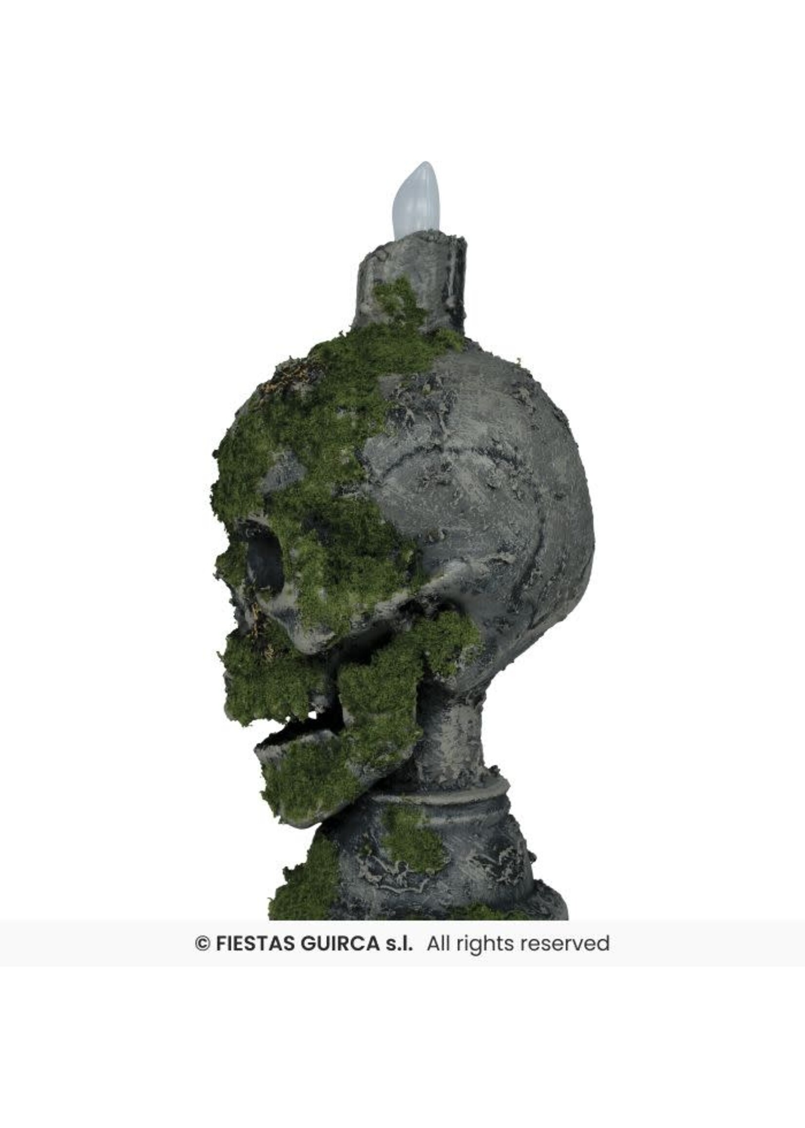 Fiestas Guirca Mossige schedel met kaars 35 cm